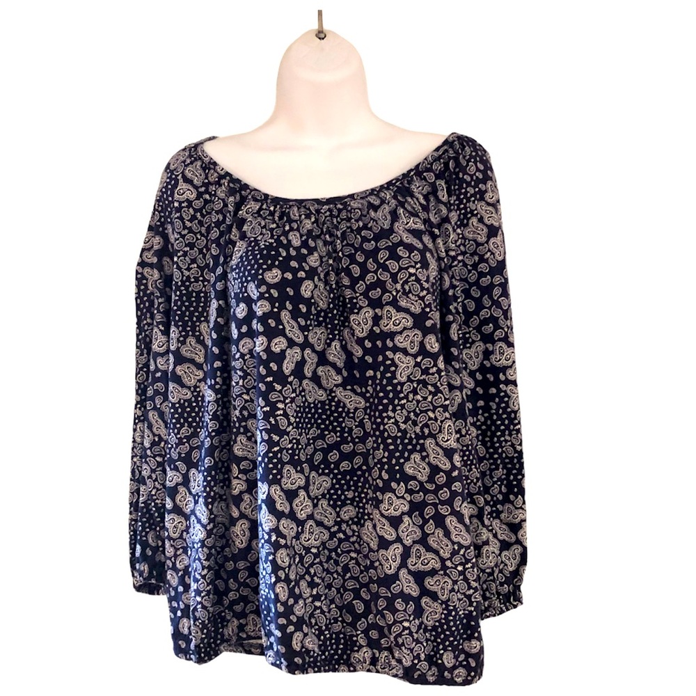 Michael Michael Kors Women's Large 3/4 Sleeve Paisley Peasant Top Blouse